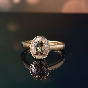 AA Natürlicher goldener Tansanit und Diamant Ring - 0,84 ct.