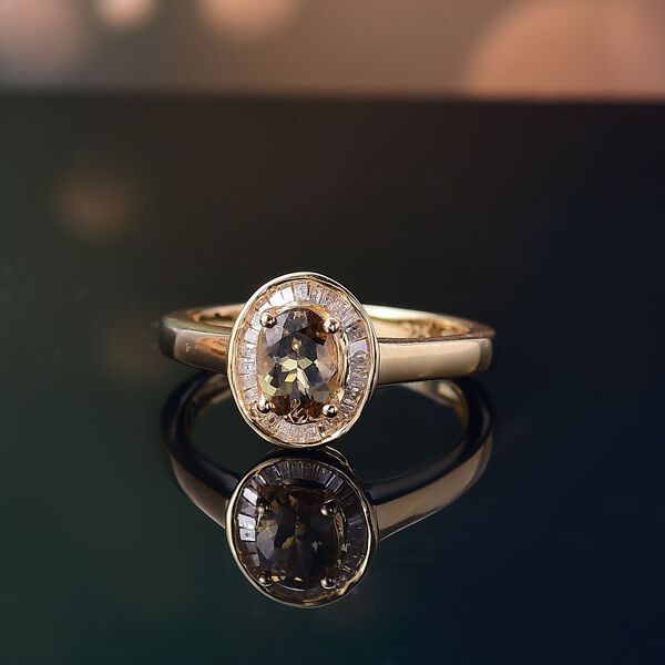 AA Nat&uuml;rlicher goldener Tansanit und Diamant Ring - 0,84 ct. image number 2