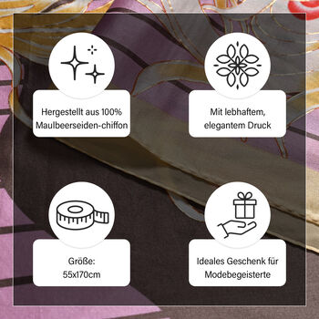 LA MAREY - 100% Maulbeeren-Seidenschal, Chiffon, 55x170 cm, Pfau