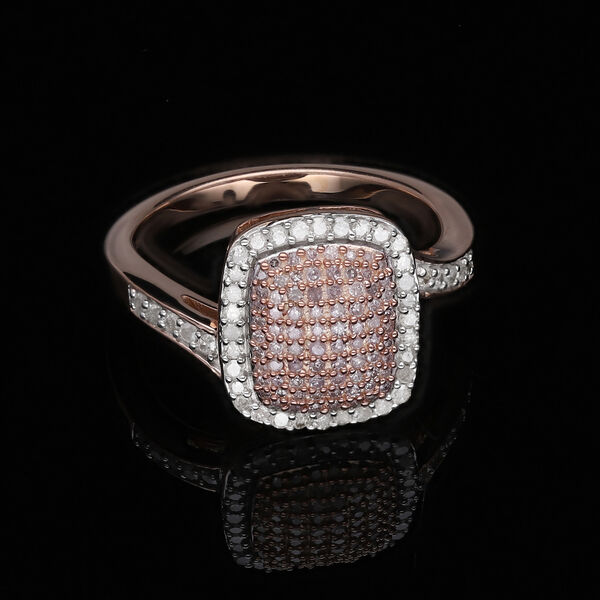 Natürlicher rosa und weißer Diamantring - 0,50 Karat. image number 1