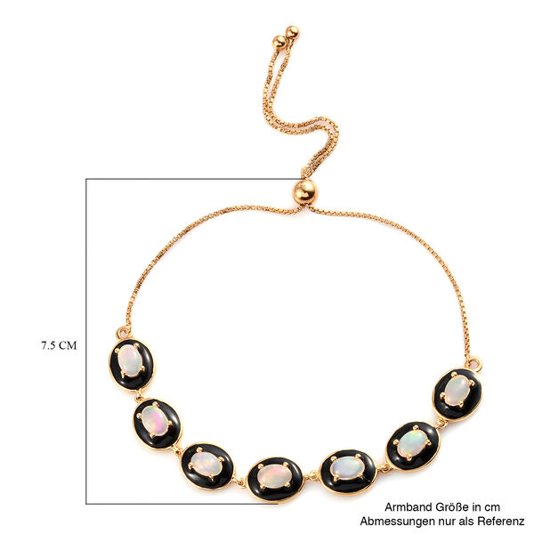 Nat&uuml;rlicher &Auml;thiopischer Opal Bolo Armband ca. 16-26 cm 925 Silber vergoldet ca. 1,99 ct image number 5