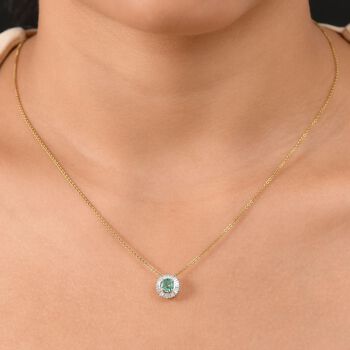 AAA Kagem sambischer Smaragd und Diamant Anh&auml;nger in 375 Gold - 0,62 ct.