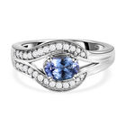 AA Tansanit und weißer Zirkon-Ring, 925 Silber platiniert  ca. 0,91 ct image number 0