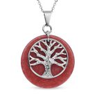 Gefärbter roter Achat-Anhänger mit Kette, reiner Edelstahl ca. 20,50 ct