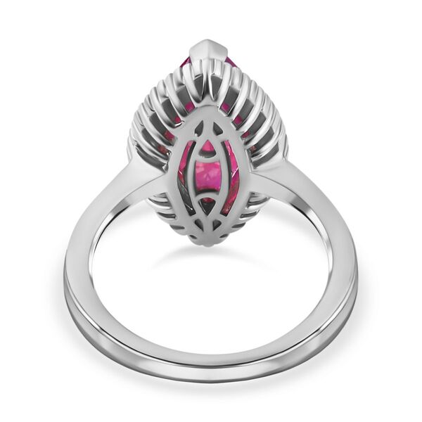 Rubin Afrikanisch und Diamant Halo Ring 925 Silber Platin-&Uuml;berzug image number 6