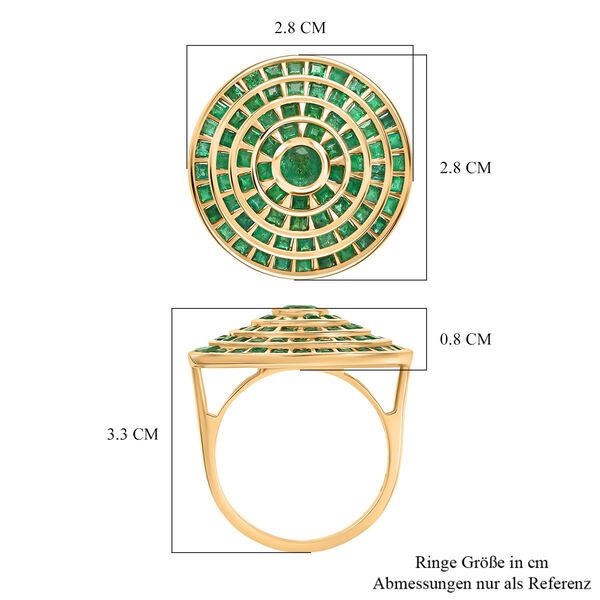 AA Kagem Sambischer Smaragd Ring 925 Silber 750 Gelbgold Vermeil  (Gr&ouml;&szlig;e 18.00) ca. 4.28 ct image number 7