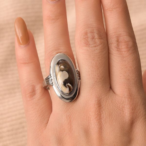 Der Schimmer der Natur - Erdnuss Holz Jaspis Ring 316L Edelstahl (Größe 17.00) ca. 7.75 ct image number 2