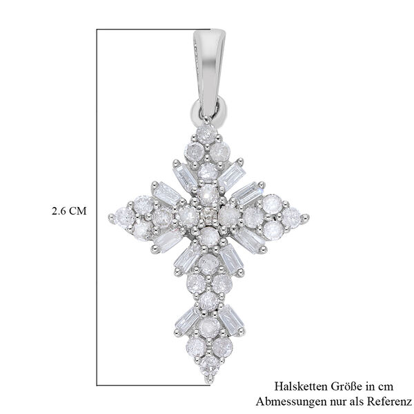 Diamant Kreuz Anh&auml;nger 925 Platin-&Uuml;berzug ca. 0,50 ct image number 6