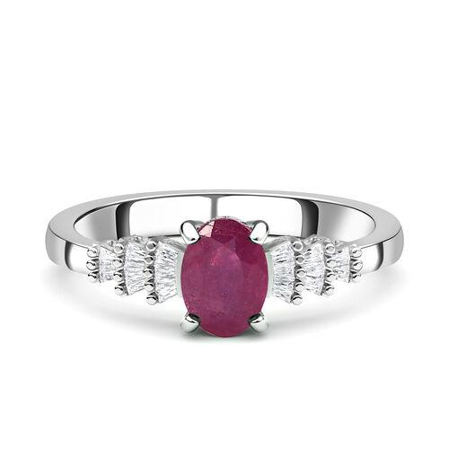 Fissure gefüllt Rubin und Diamant Ring 925 Silber platiniert  ca. 1,41 ct image number 0