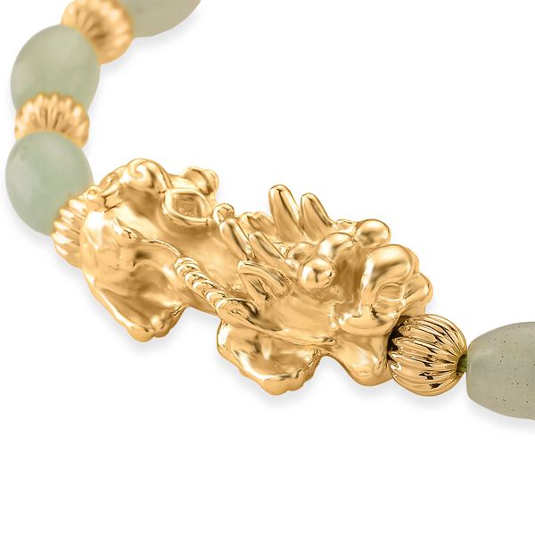 Gr&uuml;ner Aventurin Pixiu Armband, flexibel (ca. 18 - 19 cm), gelb vergoldet ca. 35.00 ct image number 5