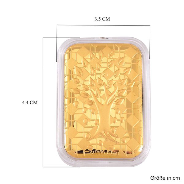 Gold-Barren mit Lebensbaum-Motiv in 999 Gold image number 4