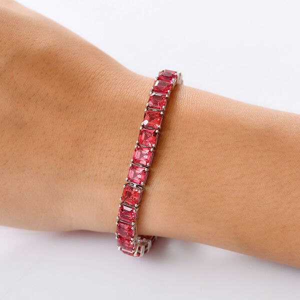 Dawn's Embrace - D joy Lab Created Padparadscha-Saphir Armband ca. 19 cm 925 Silber rhodiniert ca. 42,80 ct. image number 3