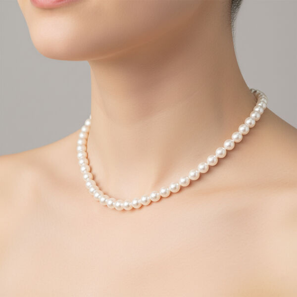 Weiße Süßwasser Perle Halskette ca. 45 cm 925 Silber rhodiniert image number 3