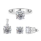 EINMALIGES ANGEBOT - 3er Set Moissanit Ring, Anhänger, und Ohrringe, 925 Silber ca. 3.80 ct