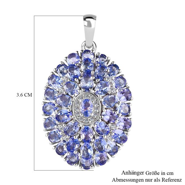 Tansanit, Wei&szlig;er Zirkon Anh&auml;nger, 925 Silber platiniert ca. 6.28 ct image number 5