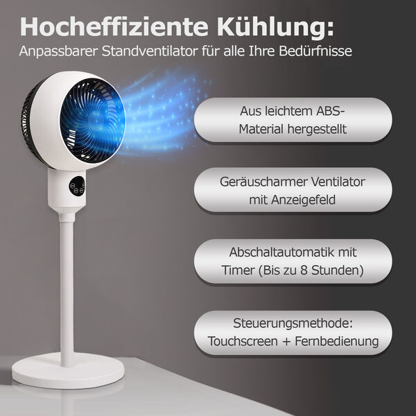 HOMESMART Standventilator mit Timer und 3 Geschwindigkeitsstufen, Wei&szlig; image number 4