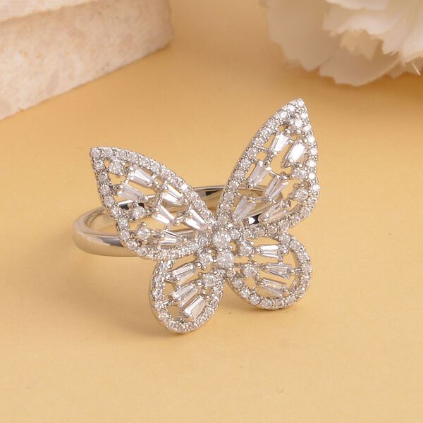 Weißer Zirkonia-Ring, reines Messing (Größe 16.00) ca. 1,56 ct image number 2