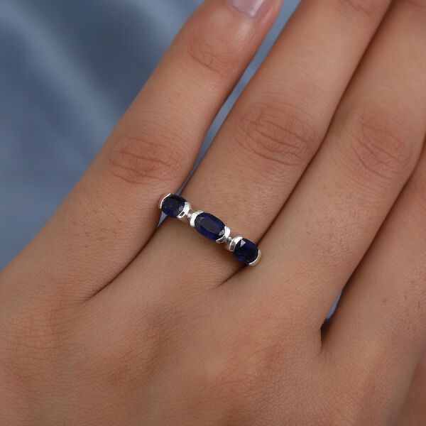 AAA Kyanit 3 Stein Ring 925 Silber Platin-&Uuml;berzug image number 3