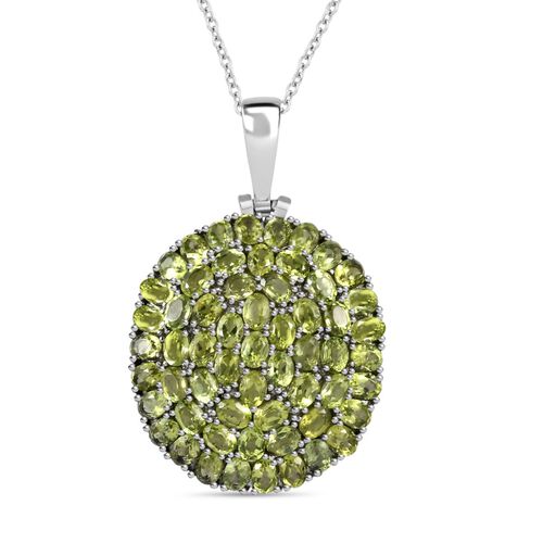 Natürlicher Peridot Anhänger mit Kette, Edelstahl ca. 9.44 ct image number 0