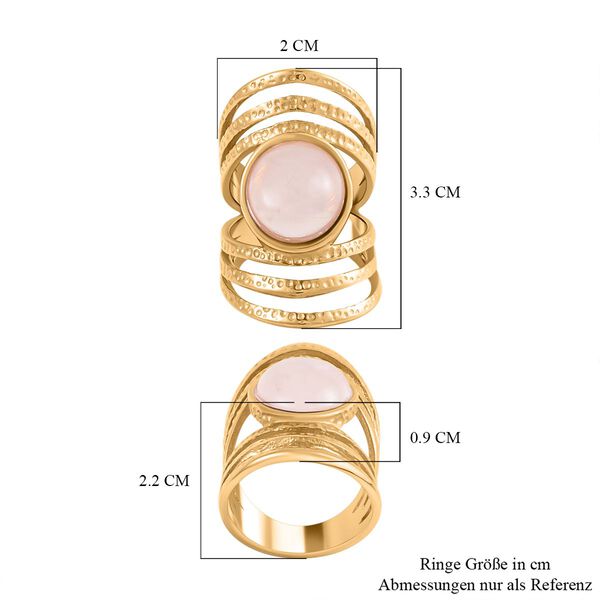 Rosa Quarz Ring 316L Edelstahl, vergoldet, (Größe 16.00) ca. 5.00 ct image number 7
