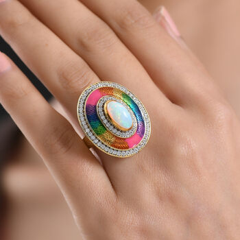 D'Joy AA nat&uuml;rlicher, &auml;thiopischer Welo Opal und Zirkon Ring - 2,35 ct.