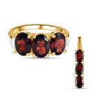 2er Set - Natürlicher Mosambik Granat Ring und Anhänger, 925 Silber vergoldet, ca. 5.66 ct