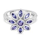 AA Tansanit Ring, 925 Silber platiniert, (Größe 19.00) ca. 0.96 ct
