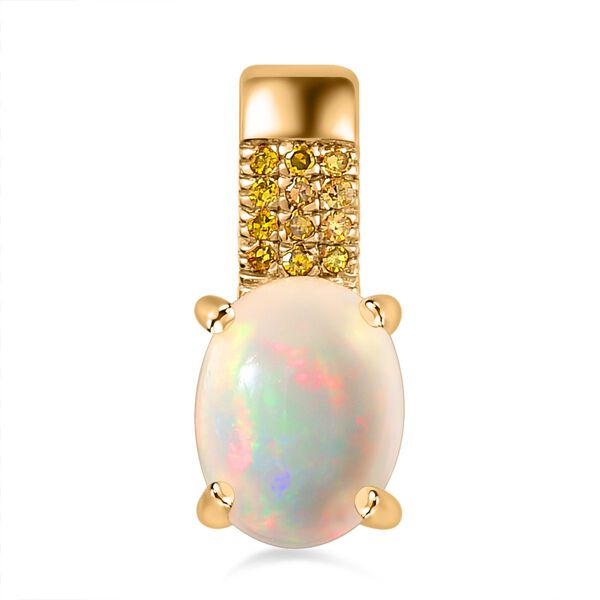 AA nat&uuml;rlicher, &auml;thiopischer Welo Opal und gelber Diamant-Anh&auml;nger - 1,25 ct.