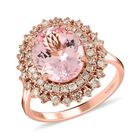 AAA Rosa Morganit, Weißer Diamant Ring 585 Gold (Größe 16.50) ca. 156,85 ct