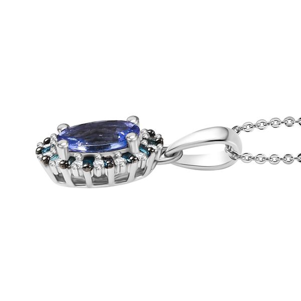 D'Joy Tansanit, Wei&szlig;er Zirkon Anh&auml;nger mit Kette ca. 50 cm 925 Silber rhodiniert ca. 0.88 ct image number 4