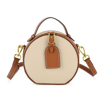 Echtleder Crossbody Tasche, 11x8x16cm, Beige Braun
