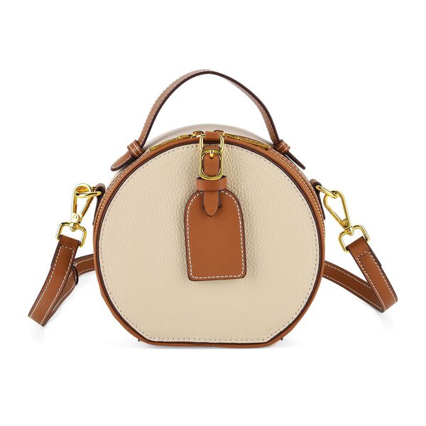 Echtleder Crossbody Tasche, 11x8x16cm, Beige Braun