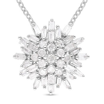 Wei&szlig;er Diamant Anh&auml;nger mit Kette, 925 Silber platiniert ca. 0.50 ct