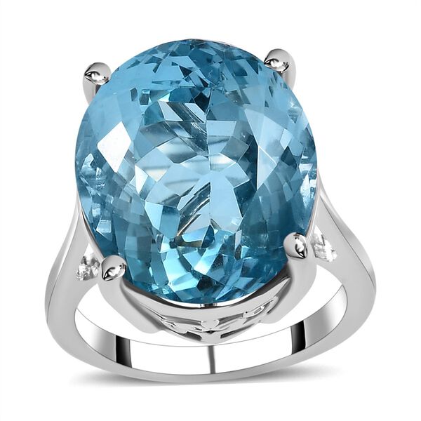 Himmelblauer Topas Ring, 925 Silber platiniert (Gr&ouml;&szlig;e 17.00) ca. 15,00 ct image number 4