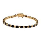 Schwarzes Saphir Armband, ca. 20 cm, 925 Silber Gelbgold Vermeil ca. 16,25 ct