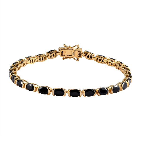 Schwarzes Saphir Armband, ca. 20 cm, 925 Silber Gelbgold Vermeil ca. 16,25 ct image number 0