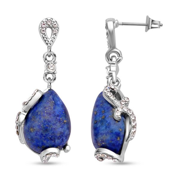 2er Set, Lapislazuli Ohrringe und Anh&auml;nger mit Kette, ca. 14.00 ct image number 7