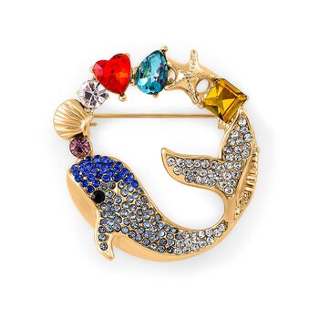 Mehrfarbiger Kristall Brosche Std Gelb