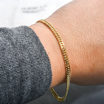 Doppeltes Panzer-Gliederarmband 19cm in vergoldetem Silber