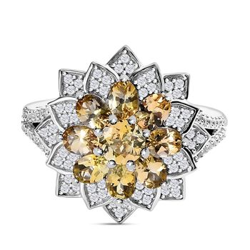 Nat&uuml;rlicher, goldener Tansanit und Zirkon-Cocktail-Ring - 2,58 ct.