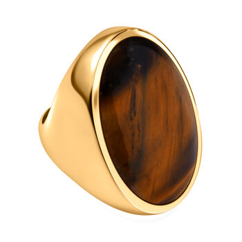 Tigerauge Ring Messing, (Gr&ouml;&szlig;e 16.00) ca. 33.26 ct