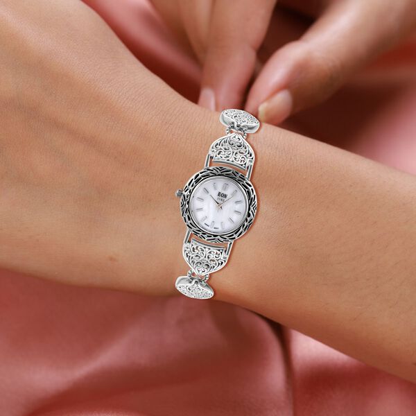 Royal Bali - EON 1962 Schweizer Uhrwerk - Schwarz oxidierte und wasserdichte Uhr, 19cm,  925 Silber ca. 22,00g image number 2