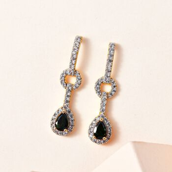 Nat&uuml;rliche Chrom Turmalin und wei&szlig;e Zirkon-Ohrringe - 1,50 ct.