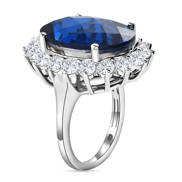 Ceylonfarbener Quarz und Zirkon-Ring, 925 Silber platiniert - 15,93 ct.&nbsp; image number 4