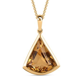 Citrin Anh&auml;nger mit Kette, 925 Silber Gelbgold Vermeil ca. 5.45 ct