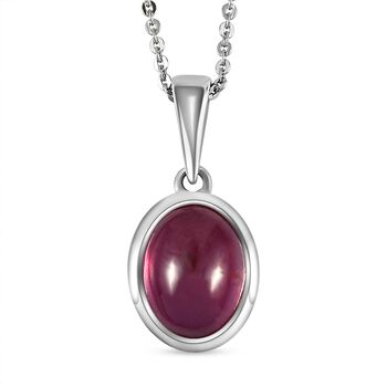 Afrikanischer Rubin-Solit&auml;r-Anh&auml;nger mit Kette in Silber, 4,12 ct.