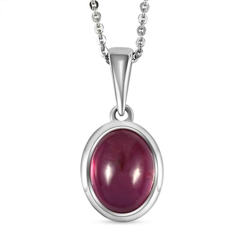 Afrikanischer Rubin-Solitär-Anhänger mit Kette in Silber, 4,12 ct. image number 0