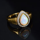 Natürlicher Äthiopischer Opal und Zirkon Ring 925 Silber Gelbgold Vermeil image number 1
