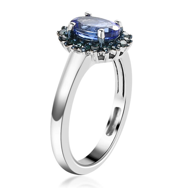 AA Tansanit und blauer Diamant-Ring, 925 Silber platiniert  ca. 1,19 ct image number 5