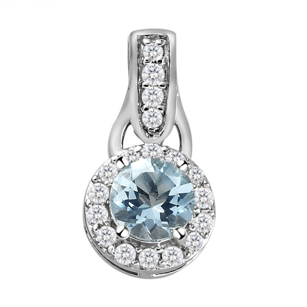 2er-Set, Espirito Santo Aquamarin und Zirkon-Ring mit Anhänger, 925 Silber platiniert ca. 1,37 ct image number 6